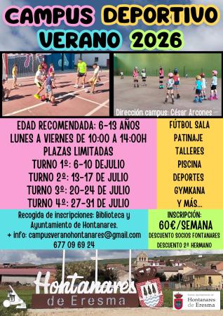 Imagen INSCRIPCIÓN PARA EL CAMPUS DEPORTIVO 2026 EN EL AYUNTAMIENTO O CENTRO CULTURAL