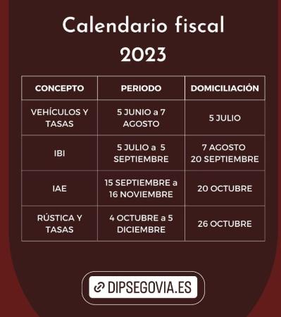 Imagen CALENDARIO FISCAL 2023