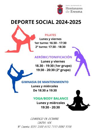 Imagen HORARIOS Y TARIFAS DEPORTE SOCIAL 2024-2025